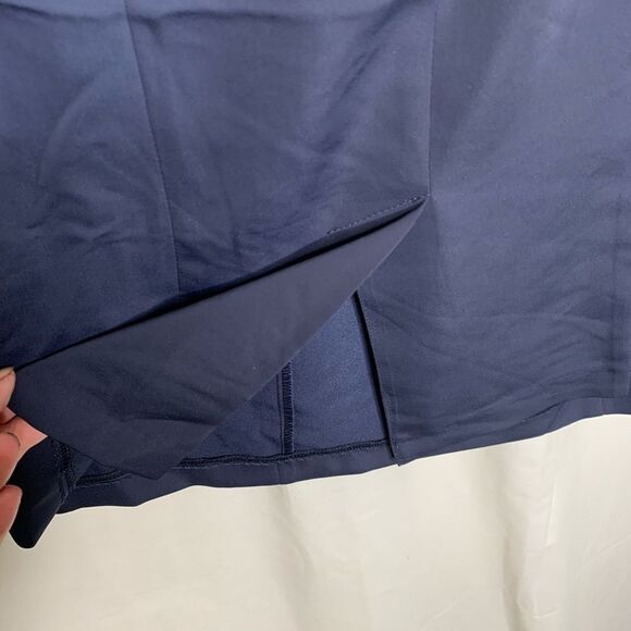 Polin Dress Career Floral Twist Neck Navy Slit 38 Asymmetrical Sleeveless - Picture 7 of 8